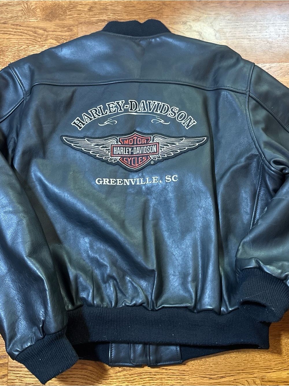 Harley Davidson Leather Motorcycle Riding Jacket Lifestyle Greenville SC Size L